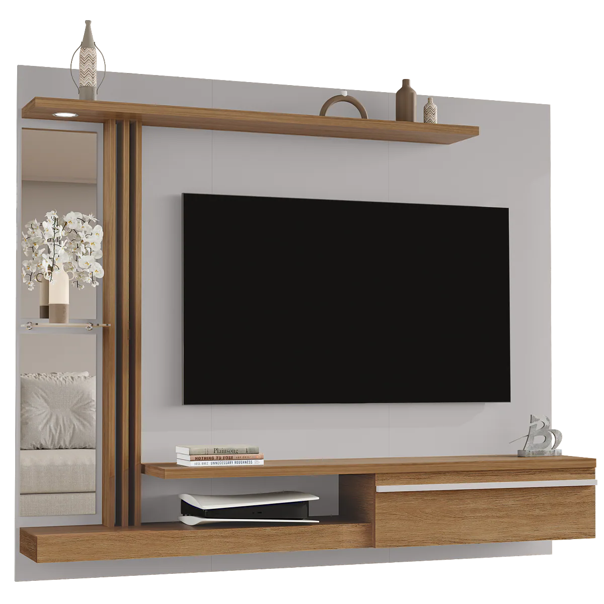 Painel até 55″ Denver Off White/Cinamomo – BECHARA