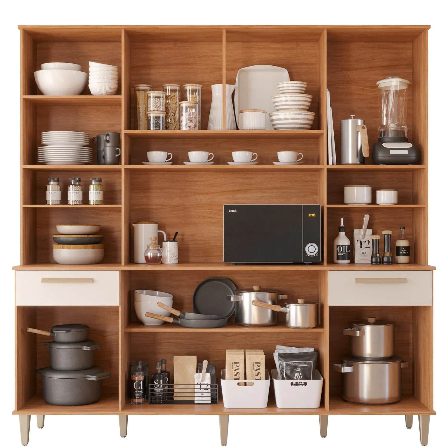 Kit Cozinha 8 portas Lívia 2,00 m Cinamomo/Off White – MGM MÓVEIS