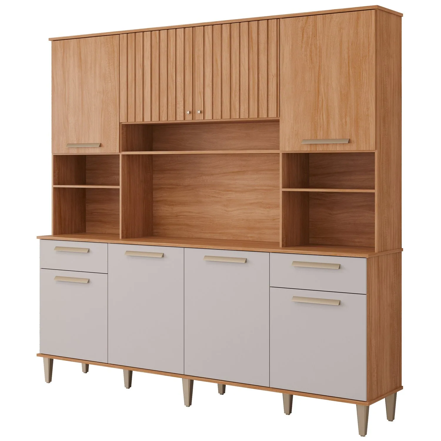 Kit Cozinha 8 portas Lívia 2,00 m Cinamomo/Off White – MGM MÓVEIS
