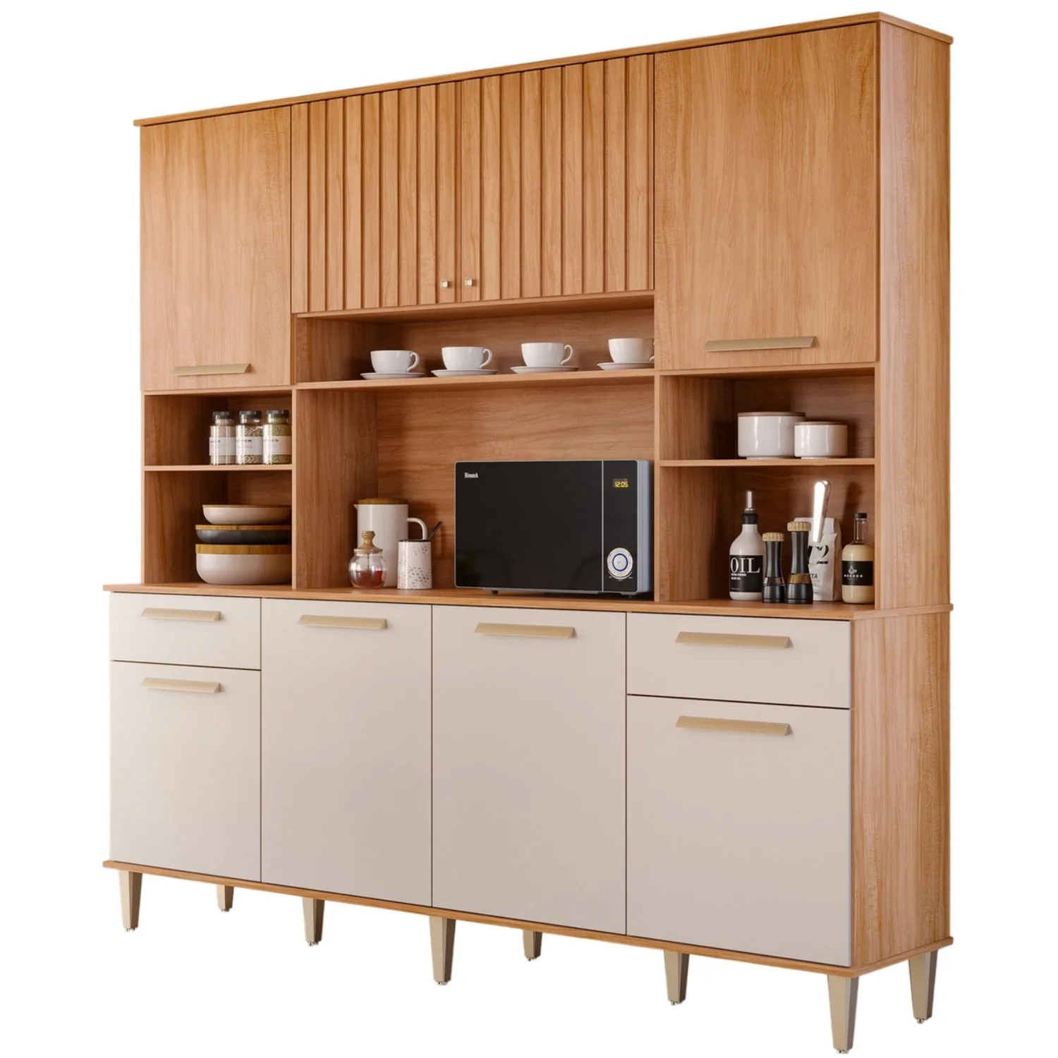 Kit Cozinha 8 portas Lívia 2,00 m Cinamomo/Off White – MGM MÓVEIS