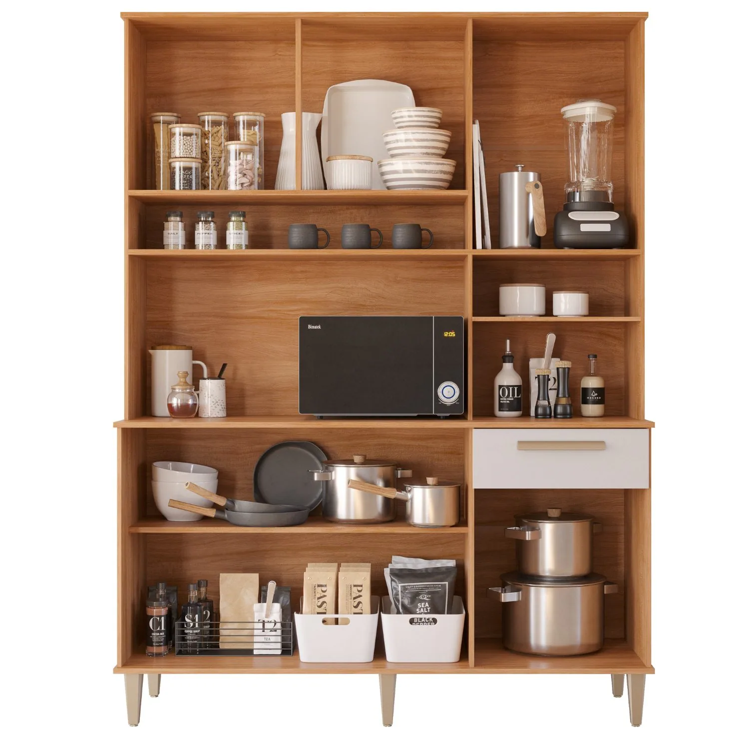 Kit Cozinha 6 Portas Mila 1,51 m Cinamomo/Off White – MGM MÓVEIS