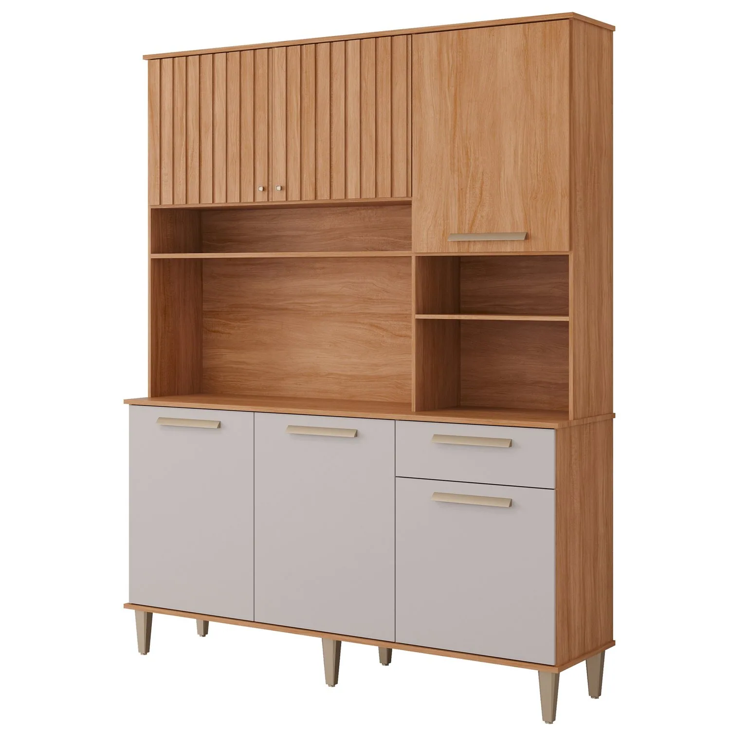Kit Cozinha 6 Portas Mila 1,51 m Cinamomo/Off White – MGM MÓVEIS