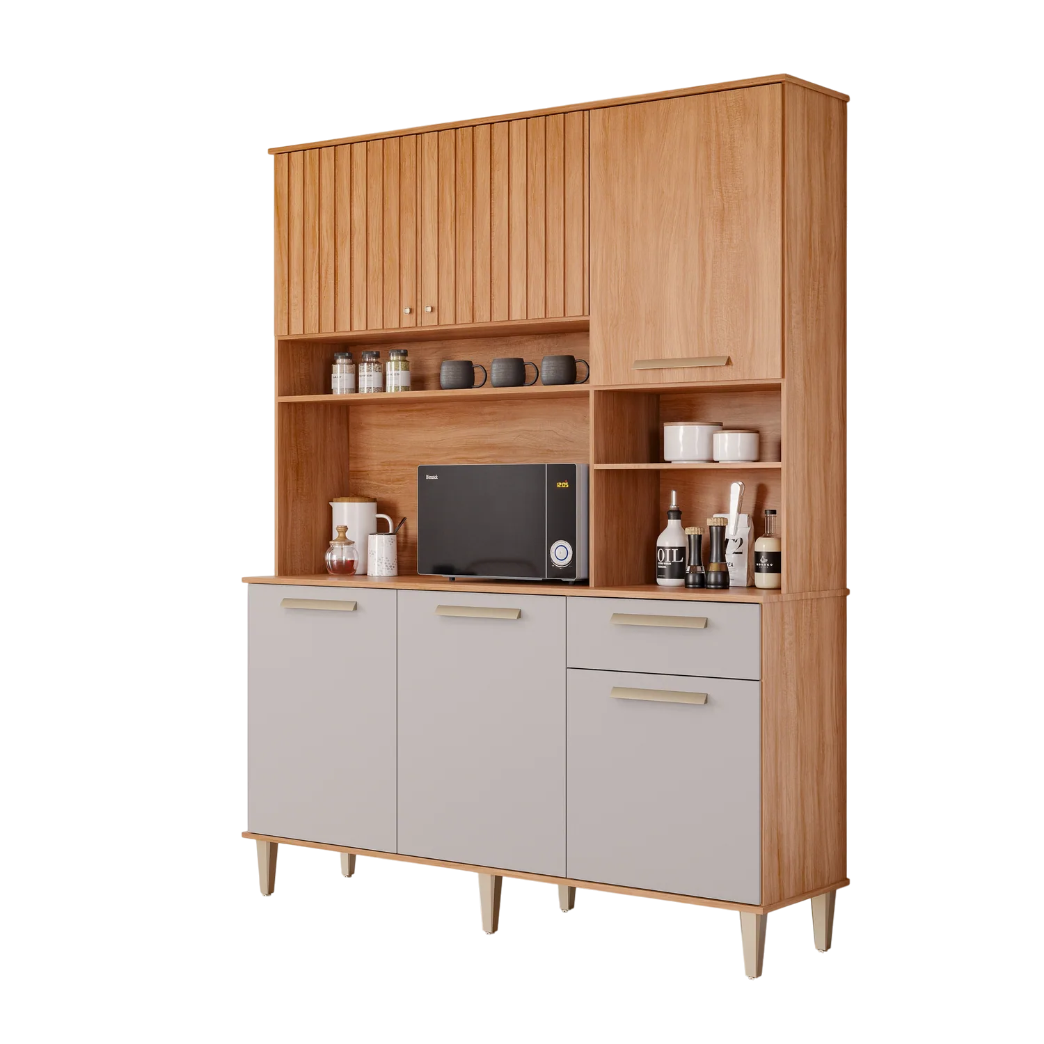 Kit Cozinha 6 Portas Mila 1,51 m Cinamomo/Off White – MGM MÓVEIS