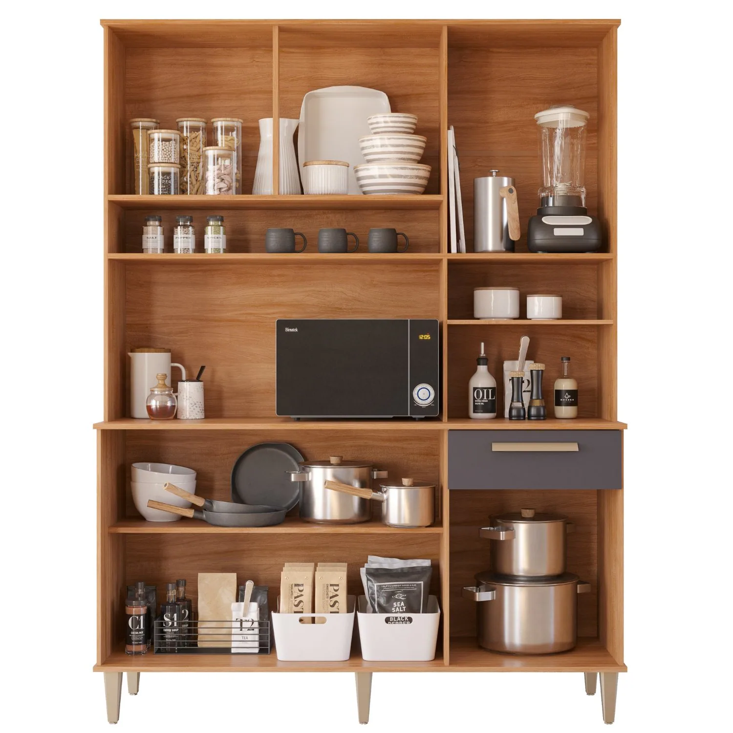 Kit Cozinha 6 Portas Mila 1,51 m Cinamomo/Titanium – MGM MÓVEIS
