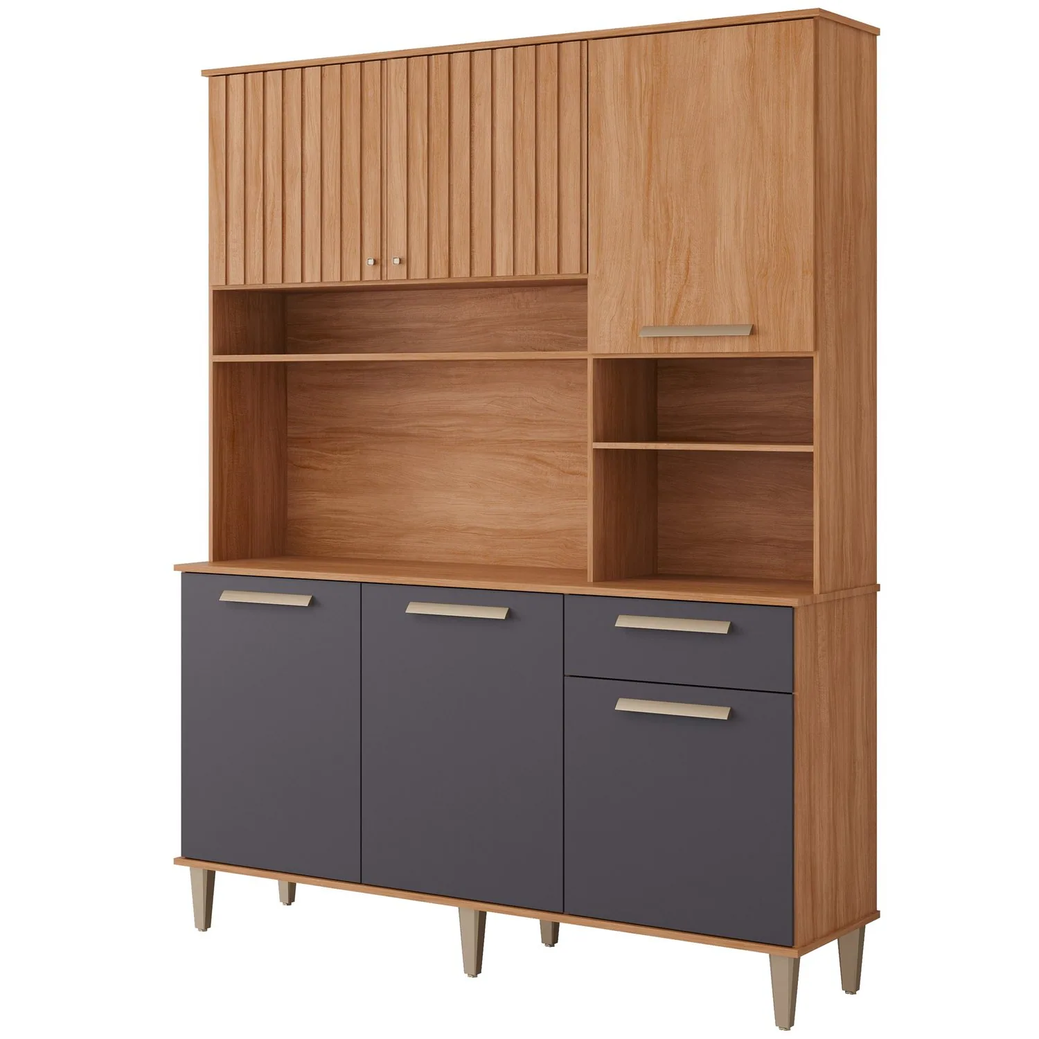 Kit Cozinha 6 Portas Mila 1,51 m Cinamomo/Titanium – MGM MÓVEIS