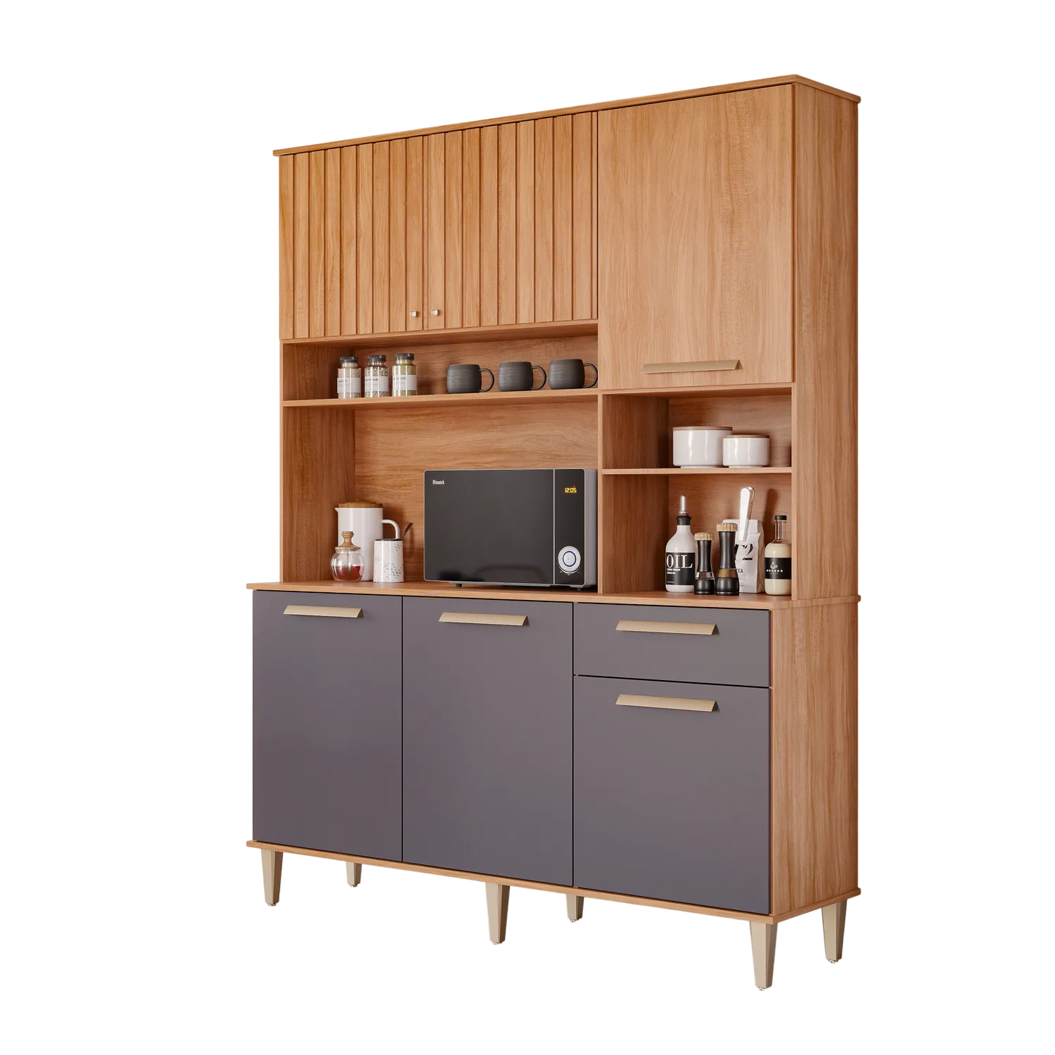 Kit Cozinha 6 Portas Mila 1,51 m Cinamomo/Titanium – MGM MÓVEIS