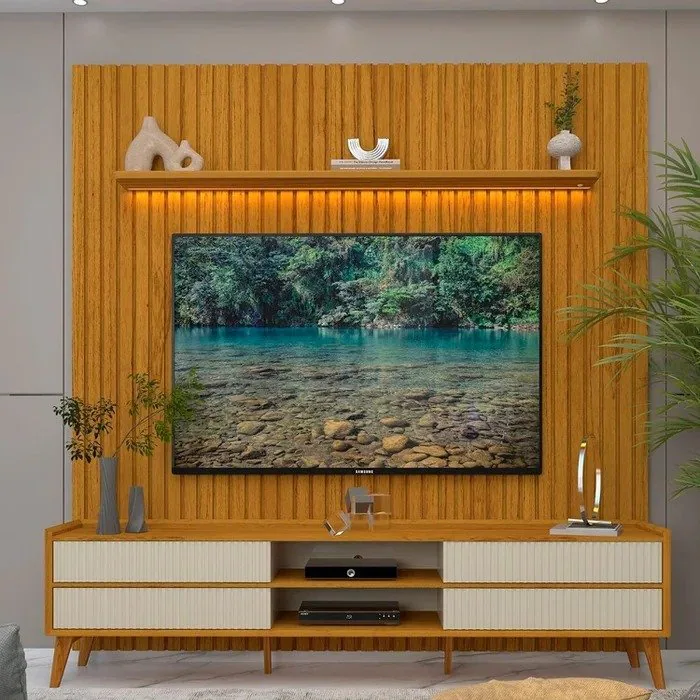 Painel até 85″ Nobre 230 Naturale + Rack Magnífico Naturale/Off White – GELIUS