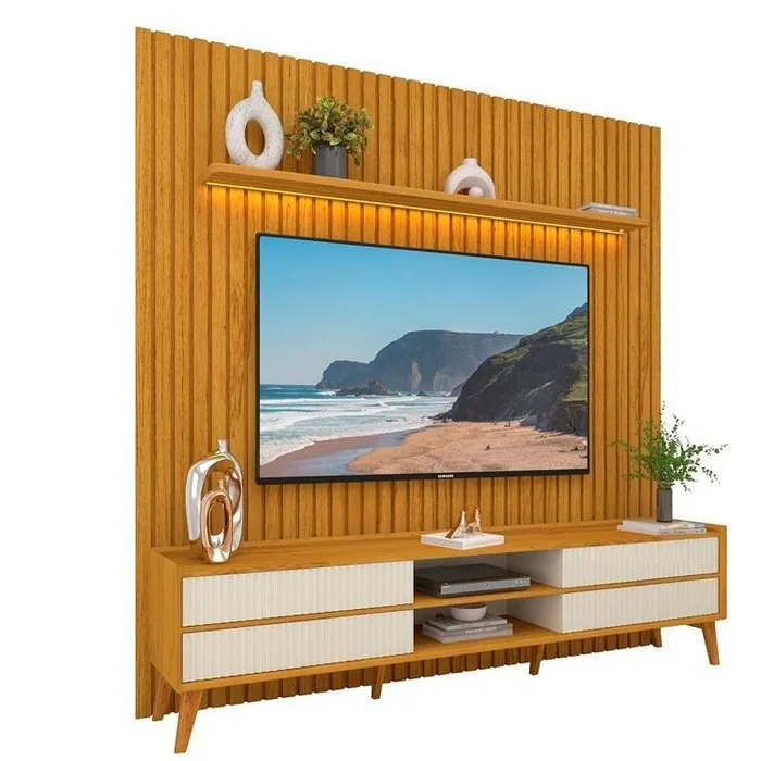 Painel até 85″ Nobre 230 Naturale + Rack Magnífico Naturale/Off White – GELIUS