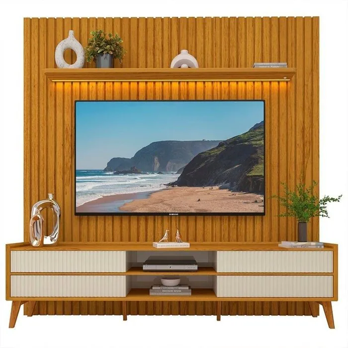 Painel até 85″ Nobre 230 Naturale + Rack Magnífico Naturale/Off White – GELIUS