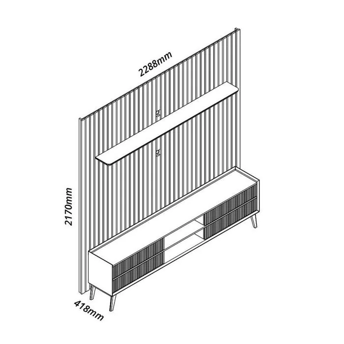 Painel até 85″ Nobre 230 Off White + Rack Magnífico Naturale/Off White – GELIUS