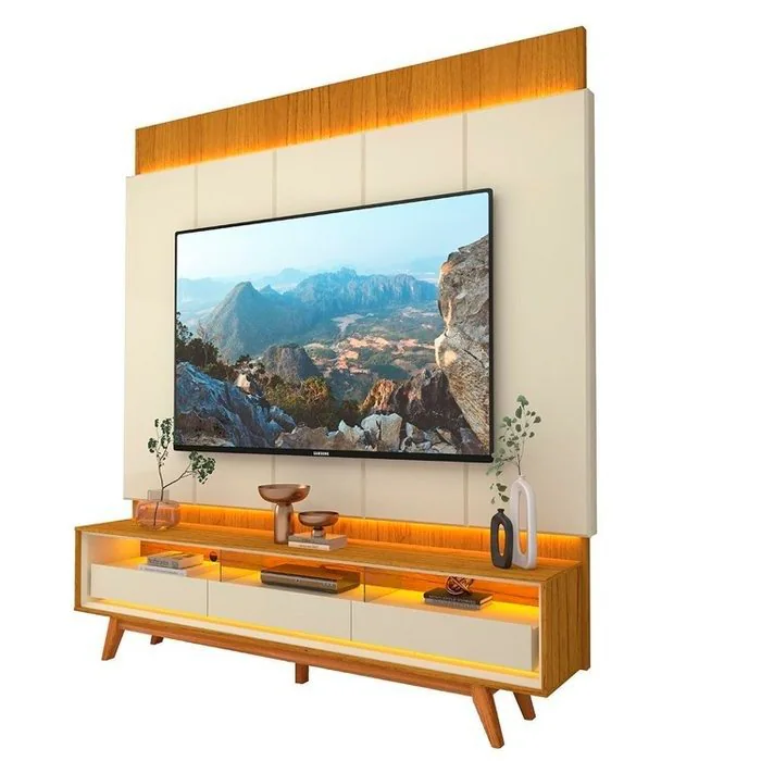 Painel até 85″ Magnífico + Rack Requinte 212 Naturale/Off White – GELIUS