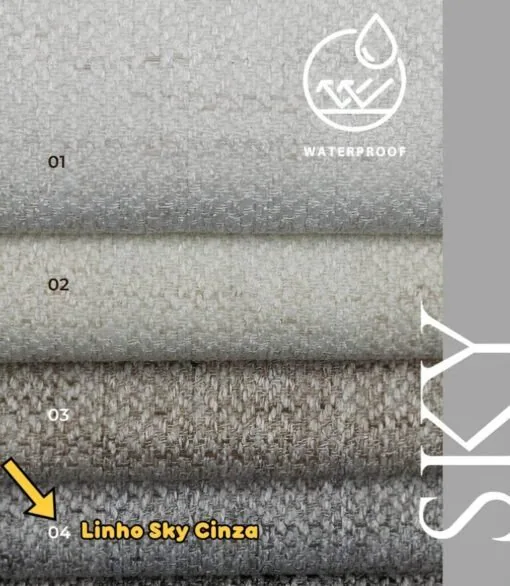 Mesa Amora BA35 160 Canela/Off White com 6 Cadeiras Ravenna Linho Cinza – KAPPESBERG + GARDIM MÓVEIS