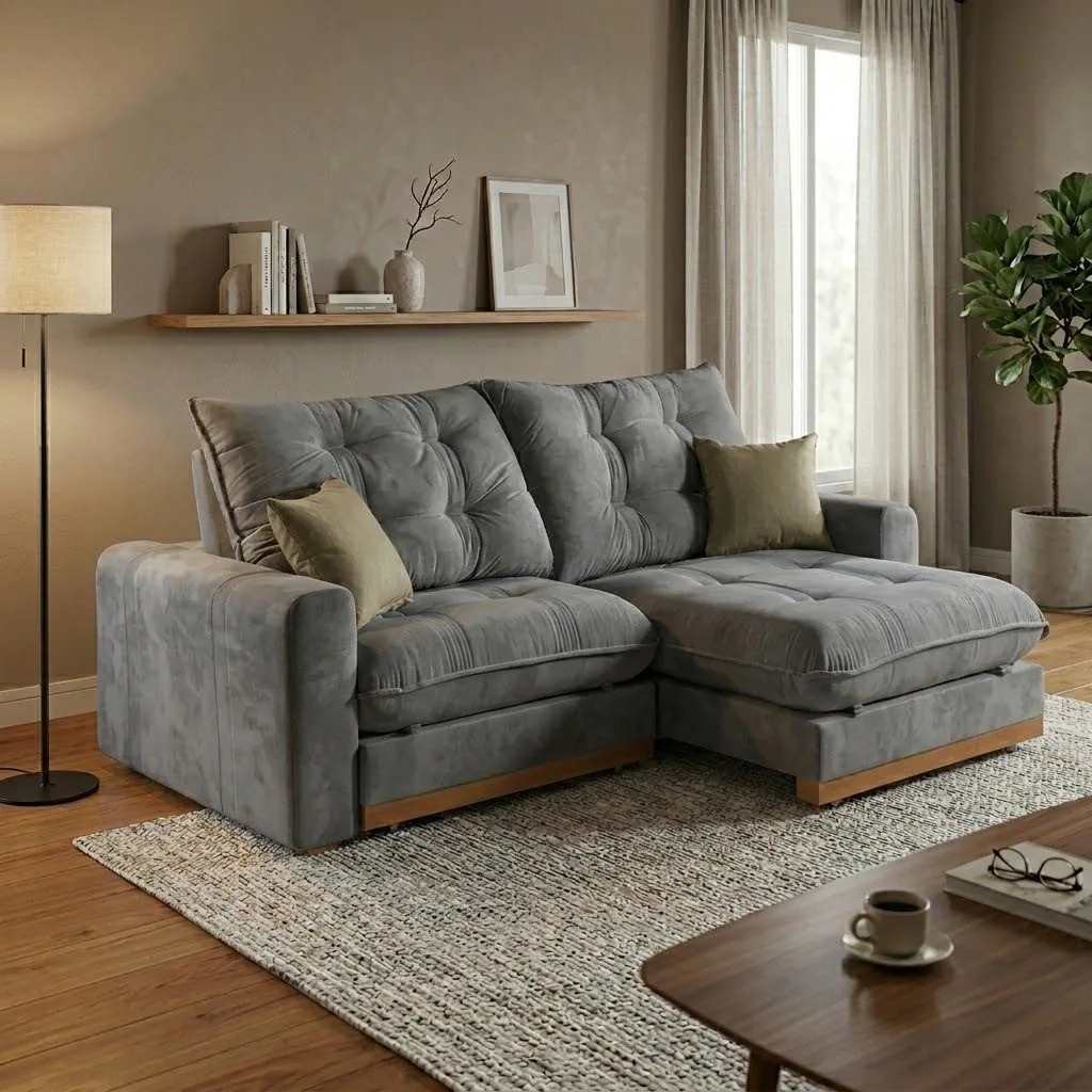 Sofá Retrátil e Reclinável Ruah 2,50 m Veludo Cinza Grafite 4053 – D’VITRINE