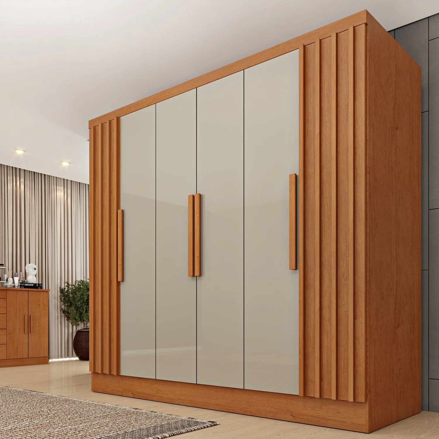 Guarda-Roupa 6 Portas Itaperuna 1,80 m Cinamomo/Off White – TCIL