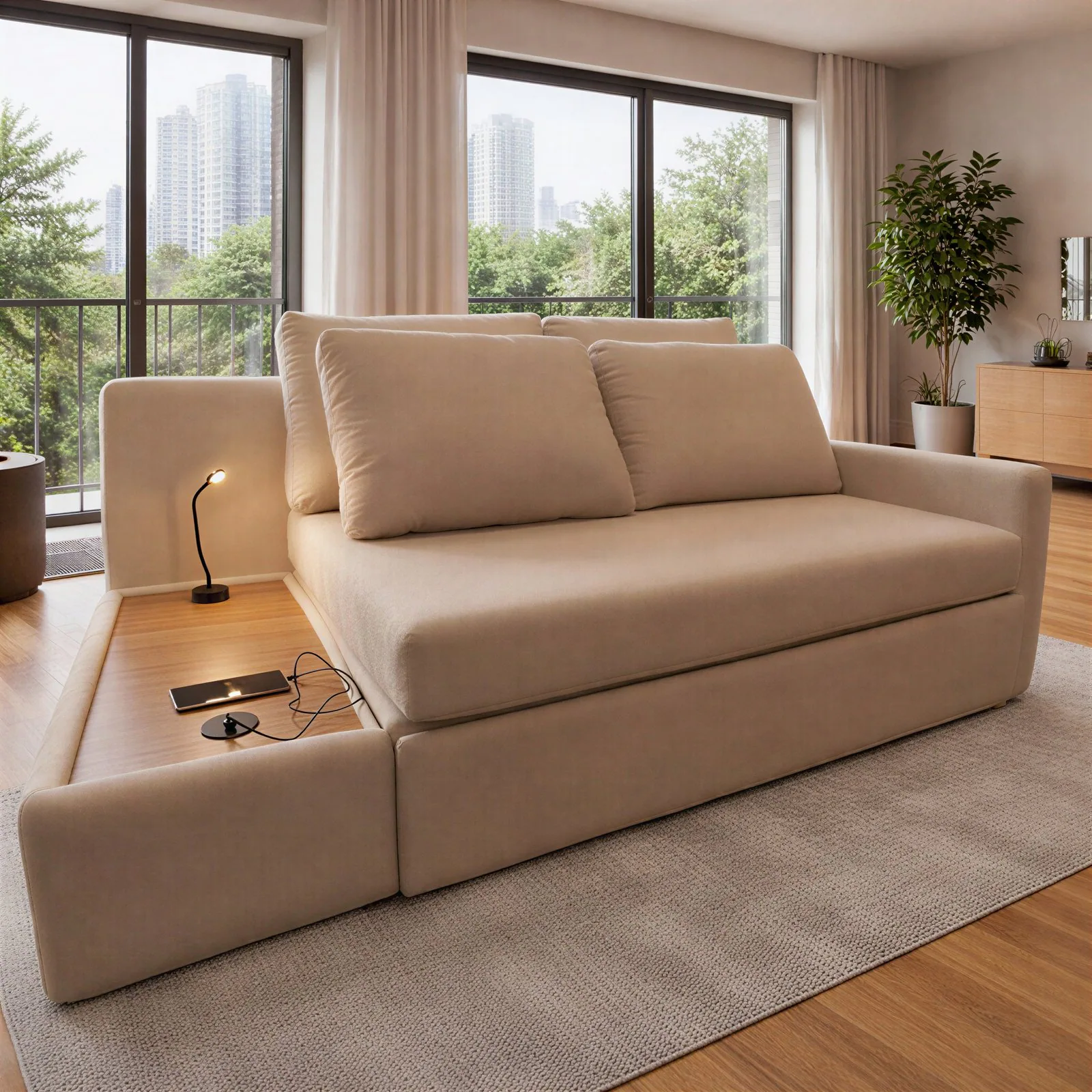 Sofá Cama Allure Ref.4003 2,02 m Linho Bege – GRALHA AZUL