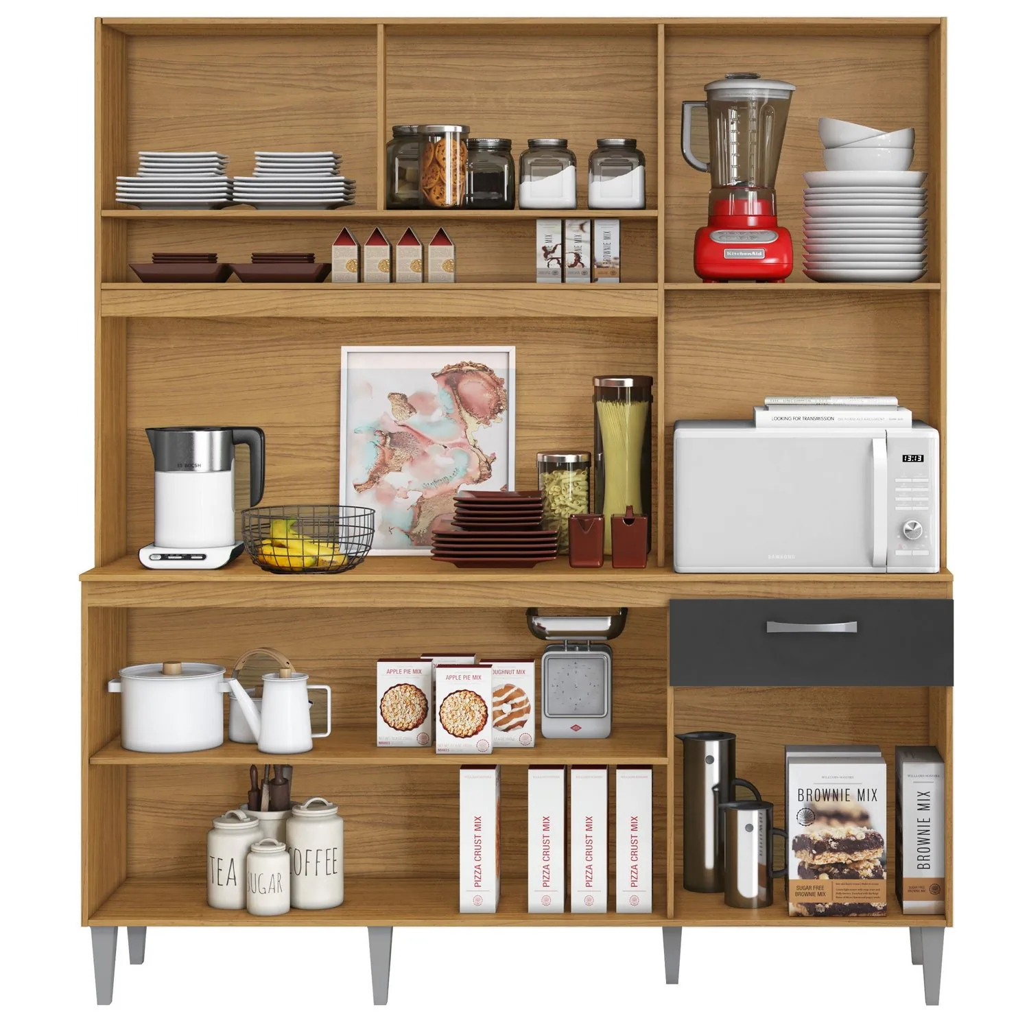 Kit Cozinha Siena 1,60 m Cinamomo/Grafite – ARAMÓVEIS