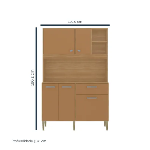 Kit Cozinha Liv 1,20 m Freijó/Caramelo – KIT’S PARANÁ