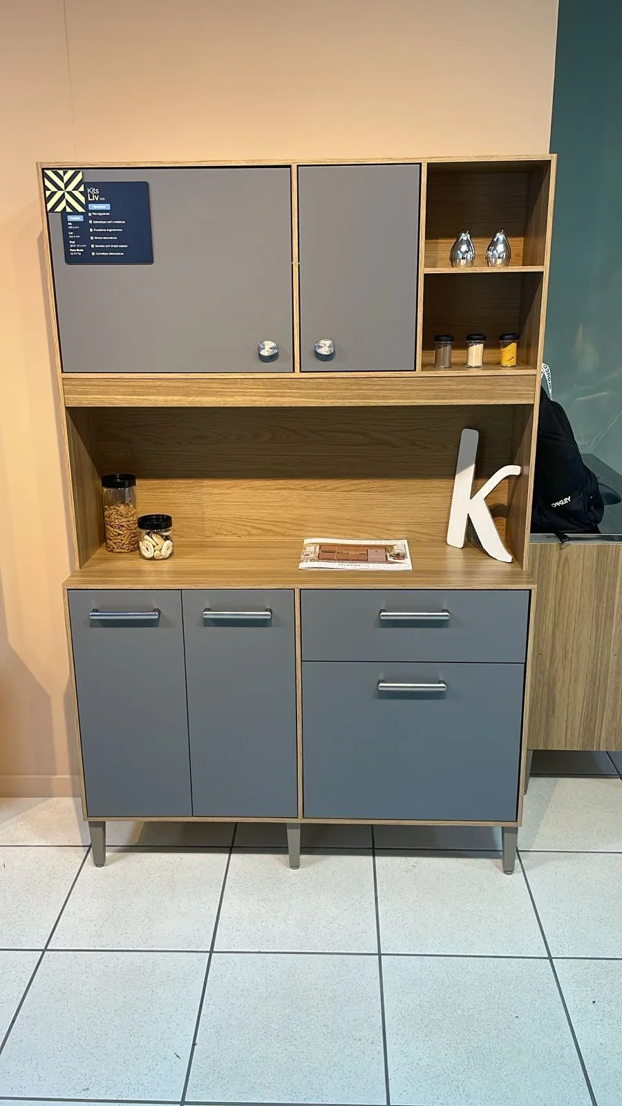 Kit Cozinha Liv 1,20 m Freijó/Gris – KIT’S PARANÁ