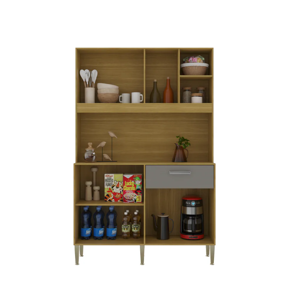 Kit Cozinha Liv 1,20 m Freijó/Gris – KIT’S PARANÁ