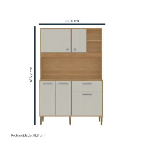 Kit Cozinha Liv 1,20 m Freijó/Soft – KIT’S PARANÁ