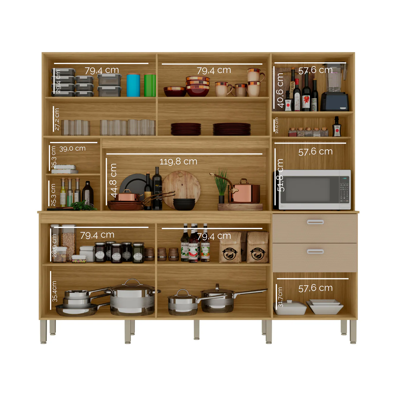 Kit Cozinha Intense 2,22 m Freijó/Vanilla – KIT’S PARANÁ