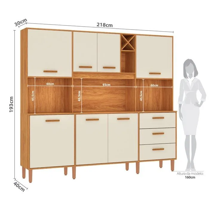 Kit Cozinha Modena CM730 2,18 m Cinamomo/Off White – FELLICCI