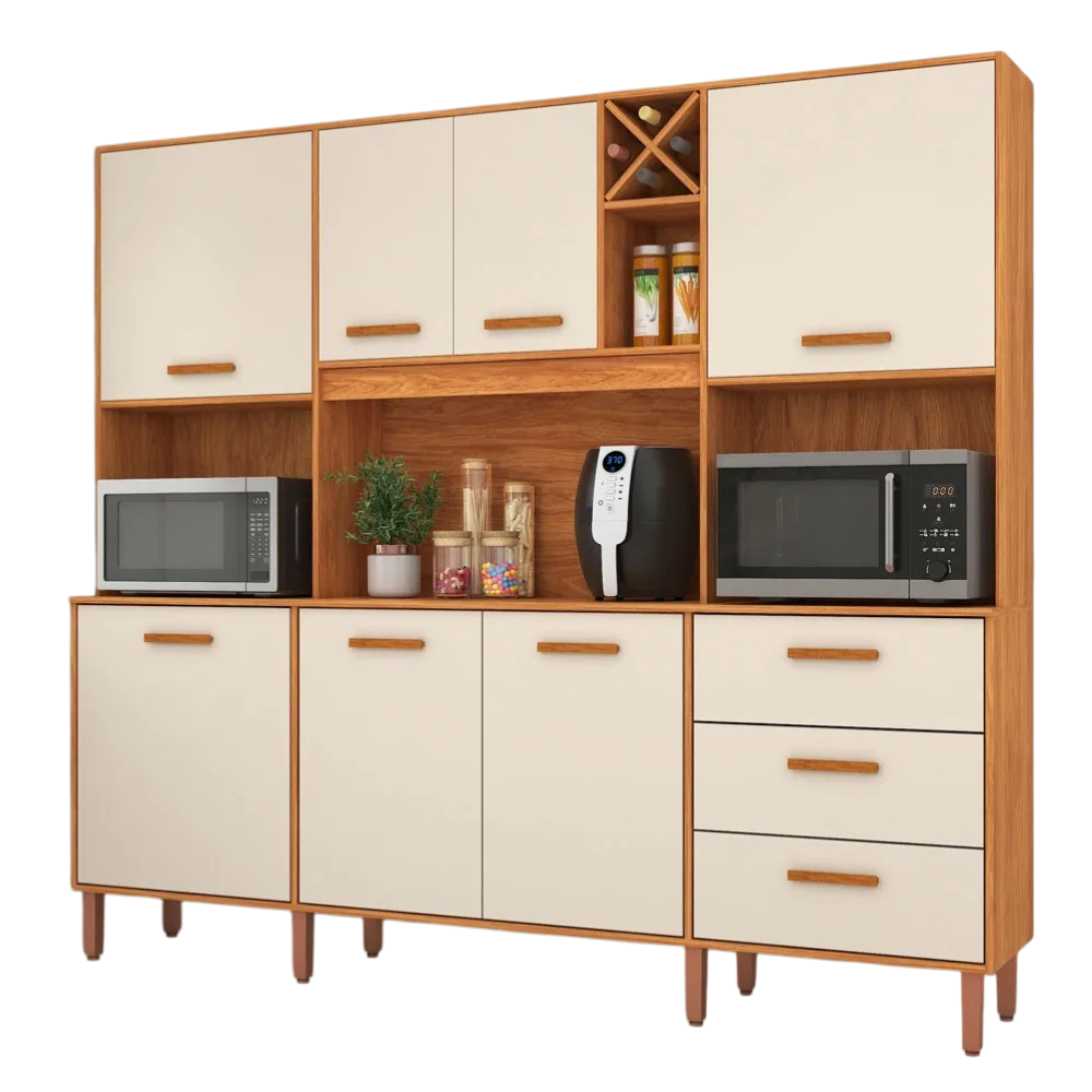 Kit Cozinha Modena CM730 2,18 m Cinamomo/Off White – FELLICCI