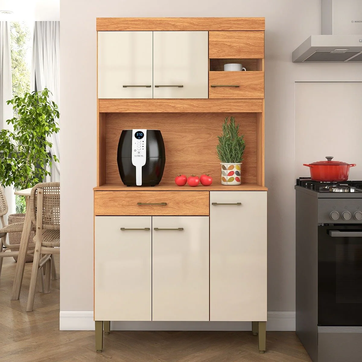 Kit Cozinha Carla K090 0,90 m Cinamomo/Off White – FELLICCI