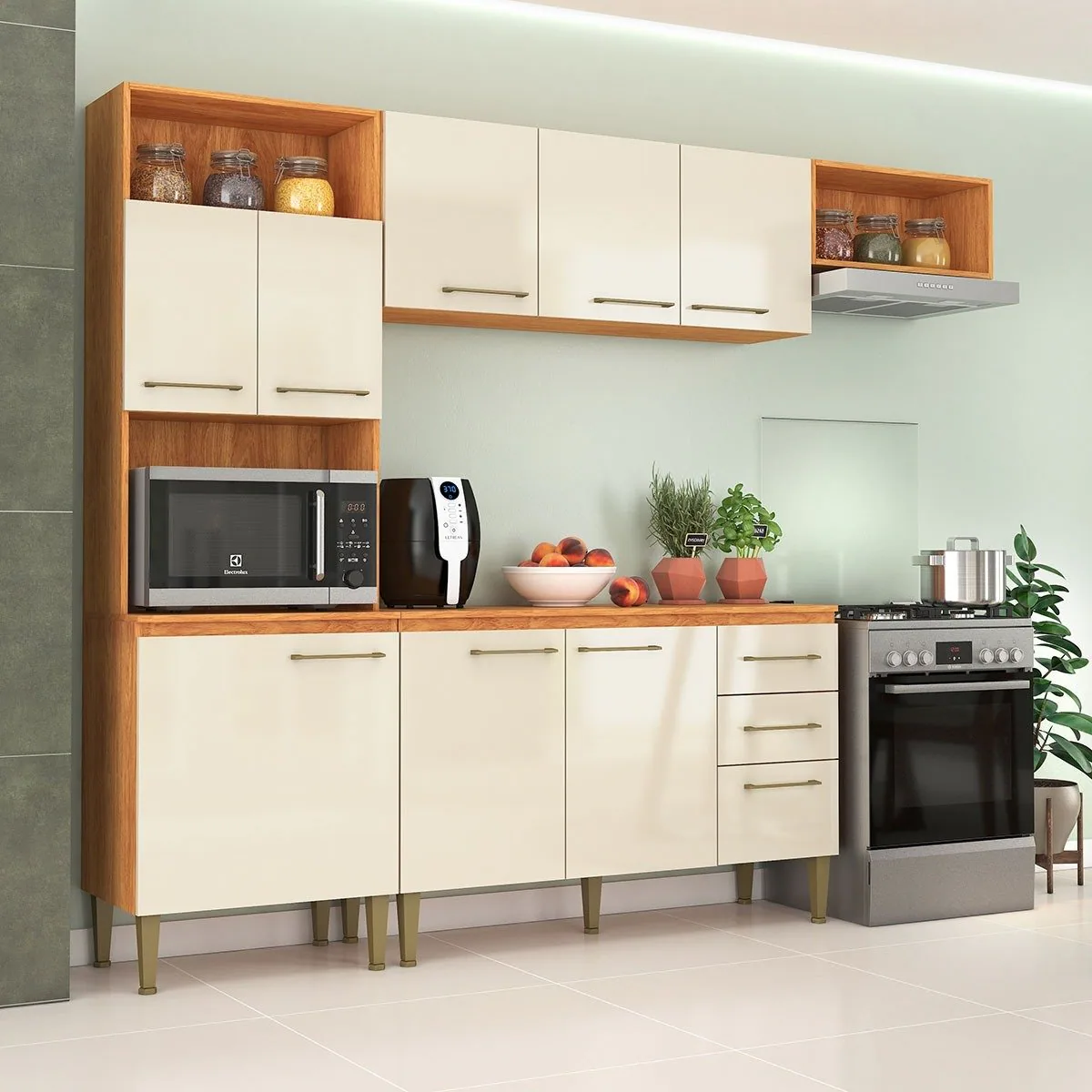 Cozinha Completa Malu CL16 2,40 m Cinamomo/Off White – FELLICCI