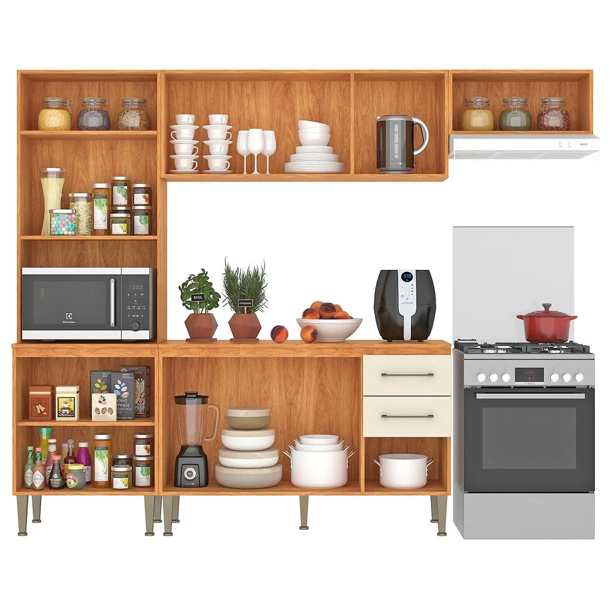 Cozinha Completa Malu CL16 2,40 m Cinamomo/Off White – FELLICCI