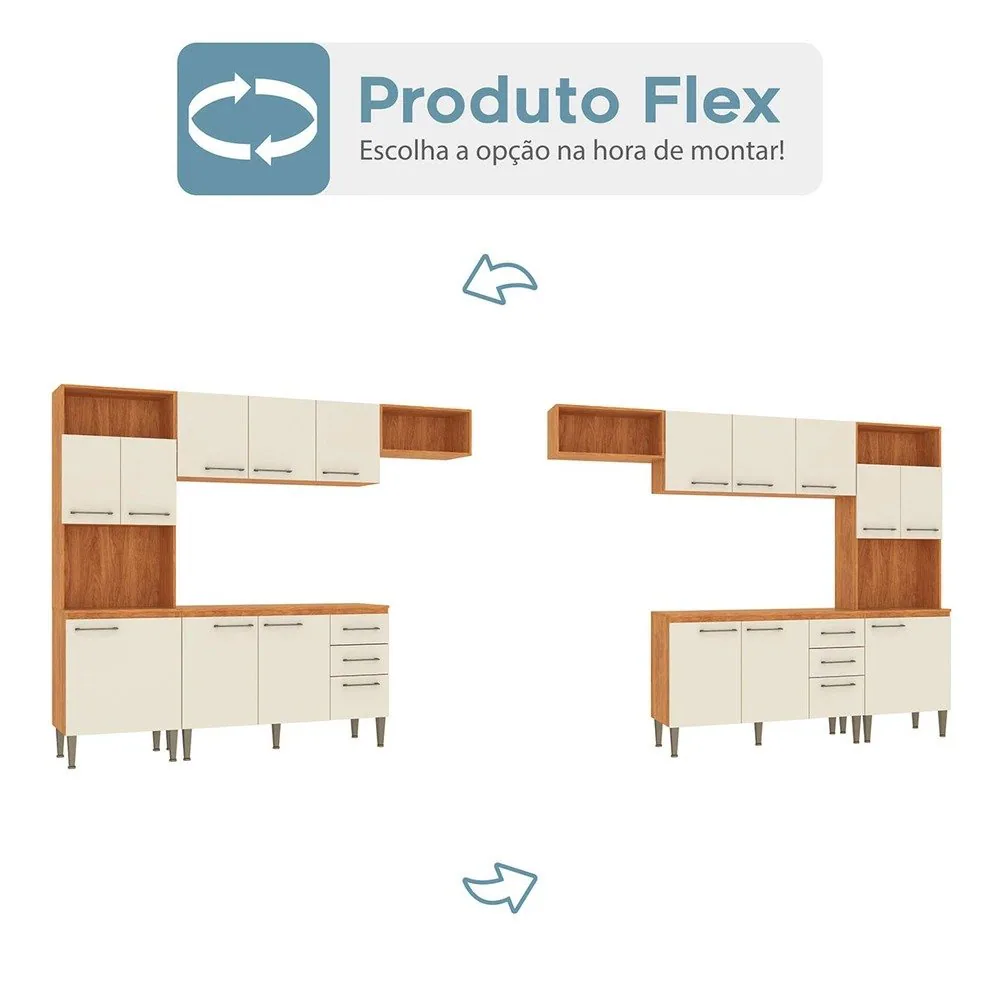 Cozinha Completa Malu CL16 2,40 m Cinamomo/Off White – FELLICCI