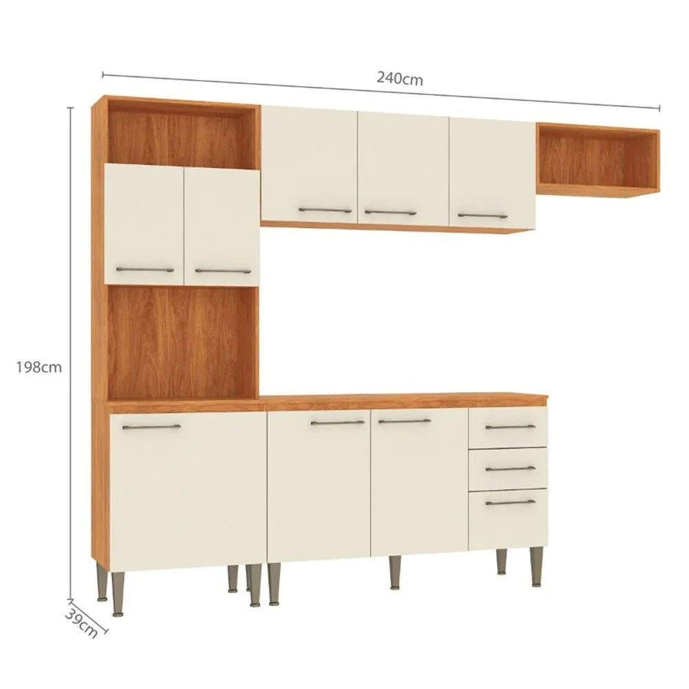 Cozinha Completa Malu CL16 2,40 m Cinamomo/Off White – FELLICCI