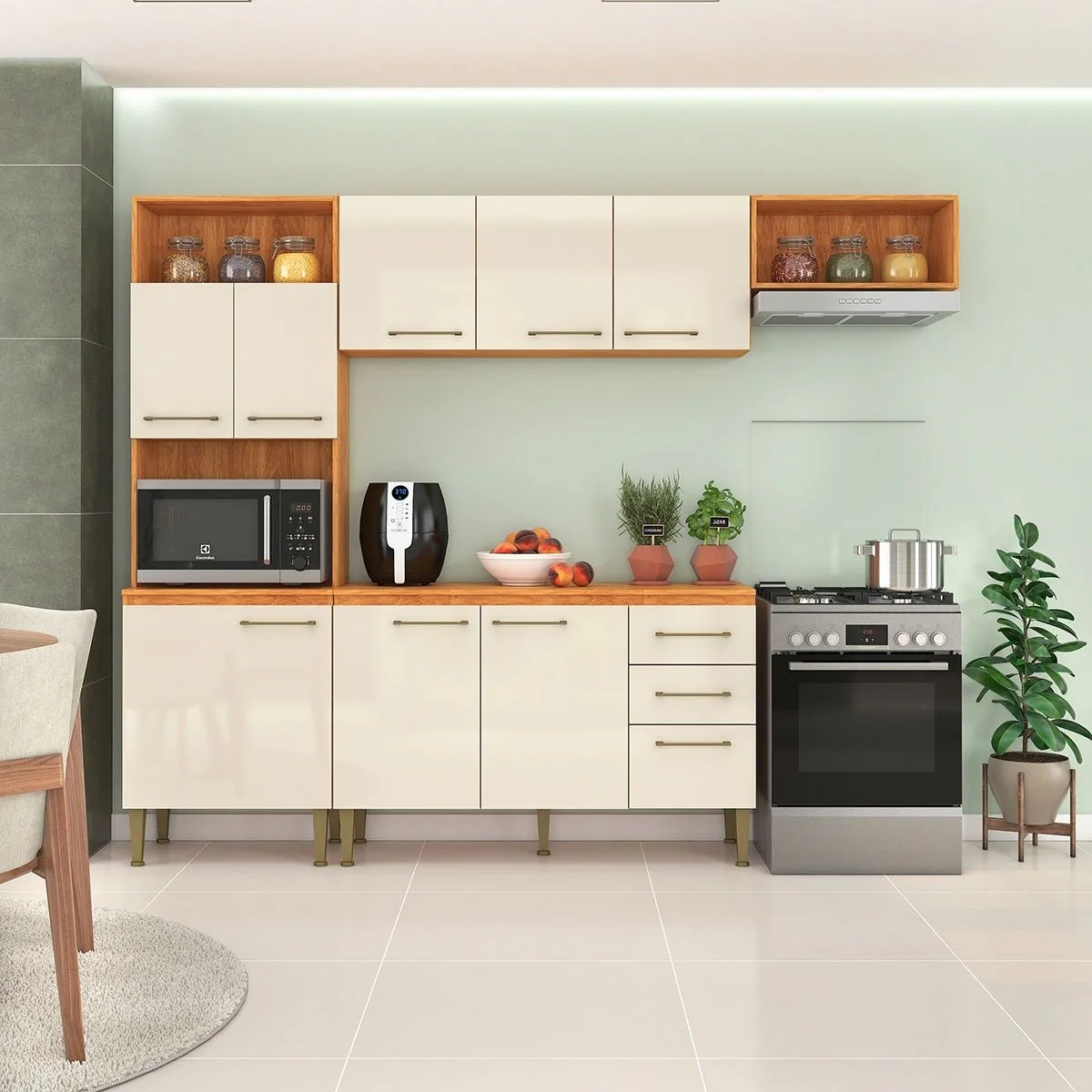 Cozinha Completa Malu CL16 2,40 m Cinamomo/Off White – FELLICCI