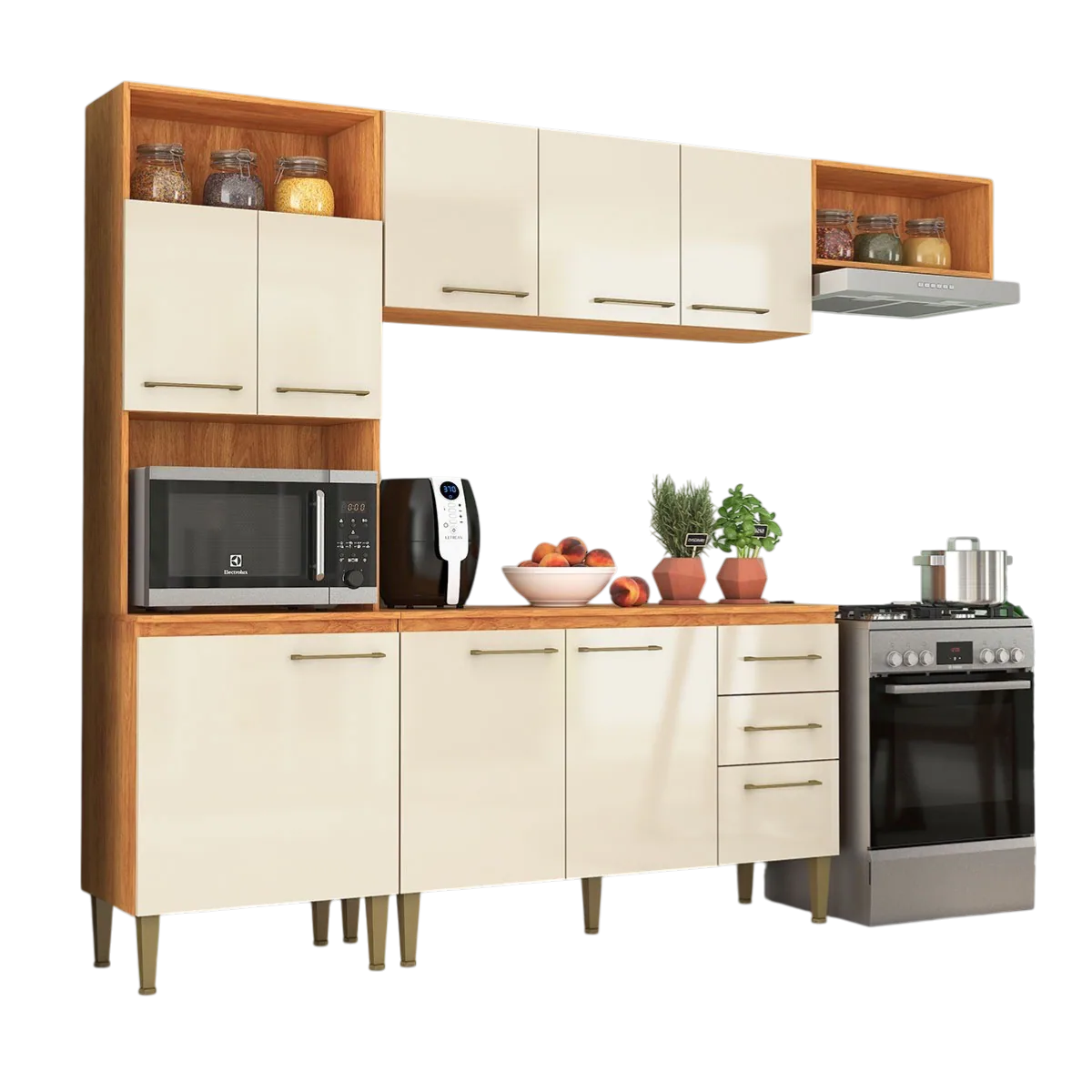 Cozinha Completa Malu CL16 2,40 m Cinamomo/Off White – FELLICCI