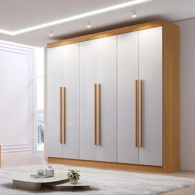Guarda-Roupa 6 Portas Monte Carlo 2,32 m Cinamomo/Off White – D’DORO