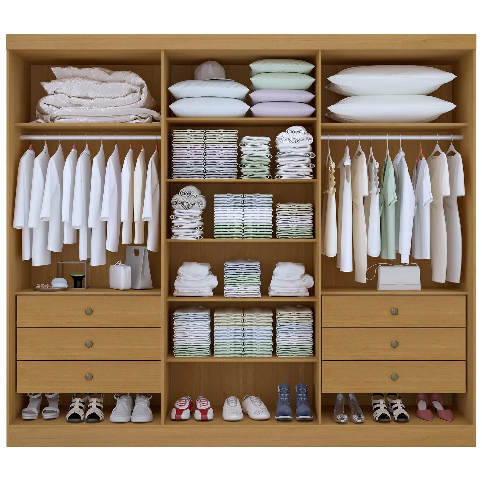 Guarda-Roupa 6 Portas Monte Carlo 2,32 m Cinamomo/Off White – D’DORO