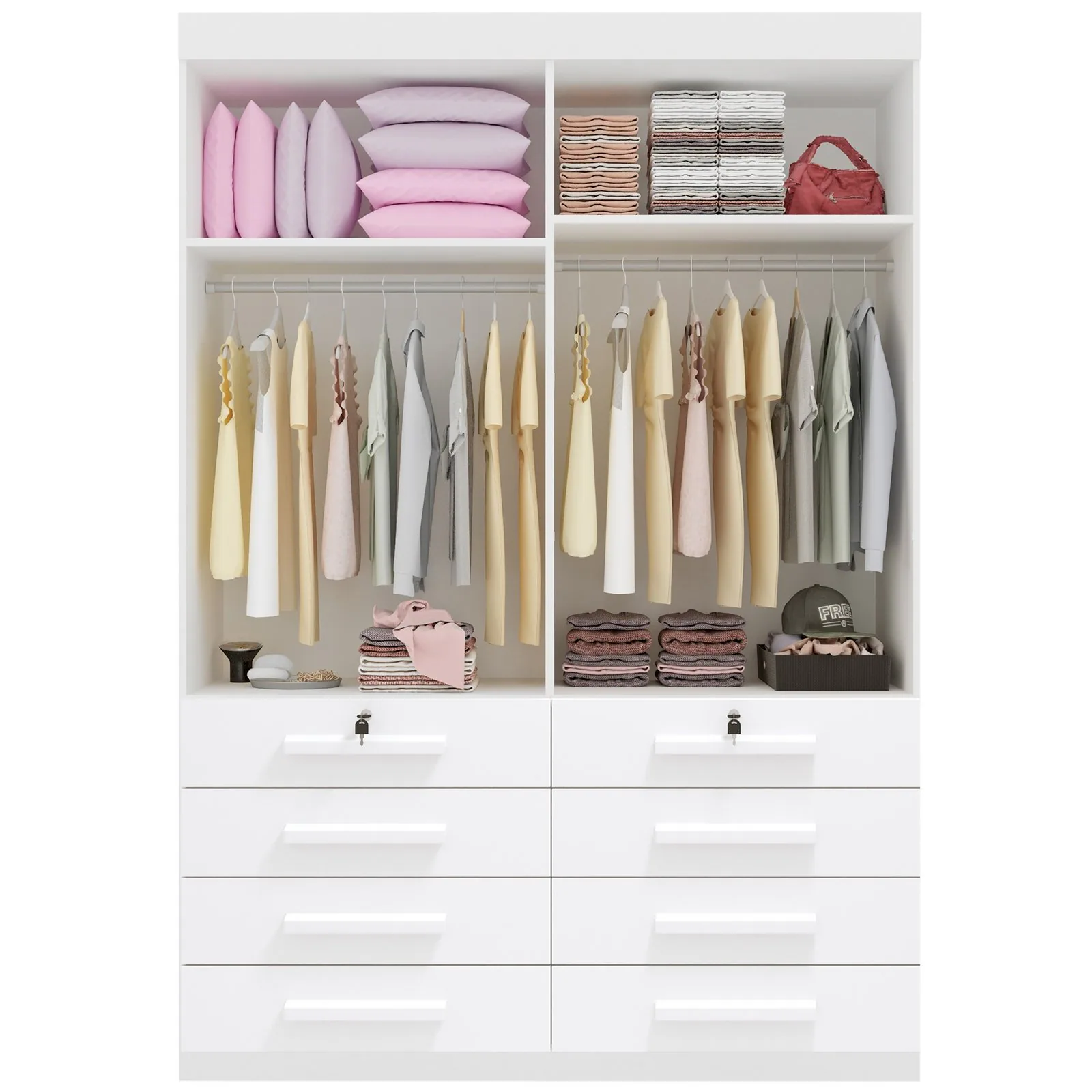 Guarda-Roupa 4 Portas Mônaco 1,60 m Cinamomo/Off White – D’DORO MÓVEIS
