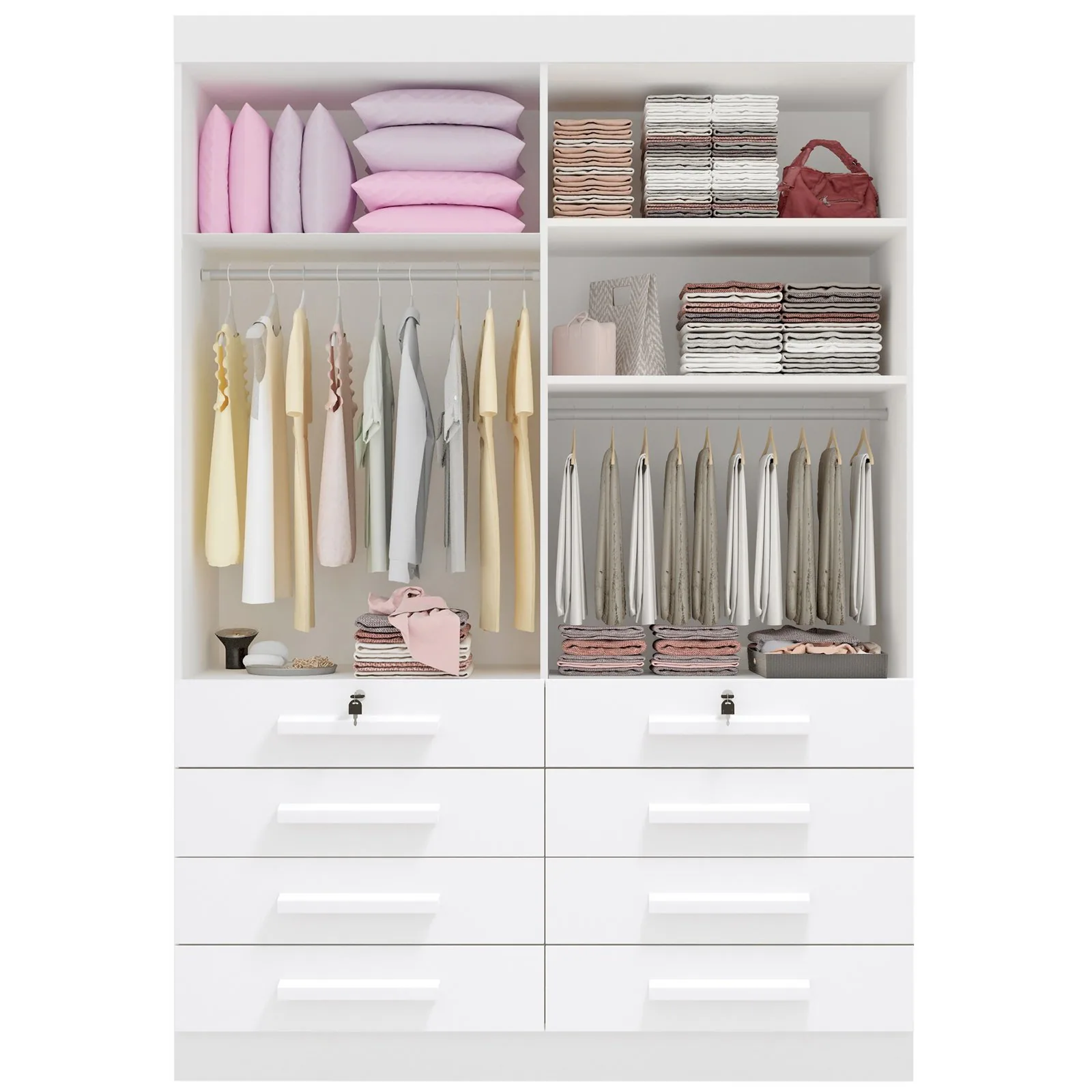 Guarda-Roupa 4 Portas Mônaco 1,60 m Cinamomo/Off White – D’DORO MÓVEIS