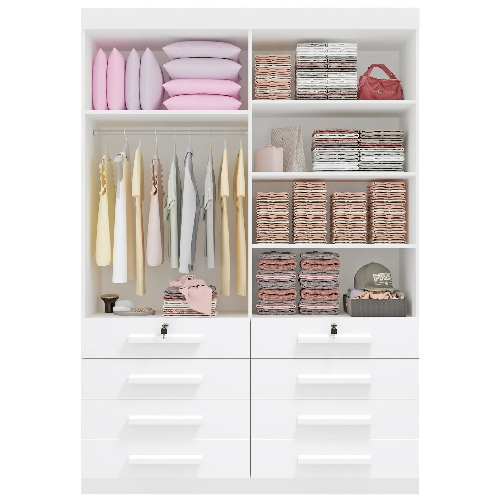 Guarda-Roupa 4 Portas Mônaco 1,60 m Cinamomo/Off White – D’DORO MÓVEIS