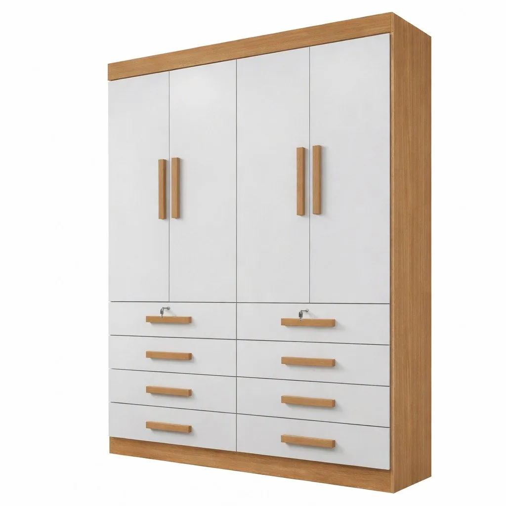 Guarda-Roupa 4 Portas Mônaco 1,60 m Cinamomo/Off White – D’DORO MÓVEIS
