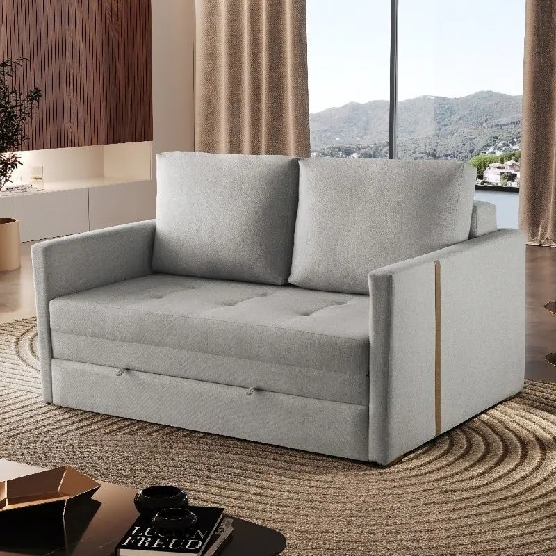 Sofá Cama Dominic Ref.49 1,40 m Linho Cinza 2502-B – LUXURY