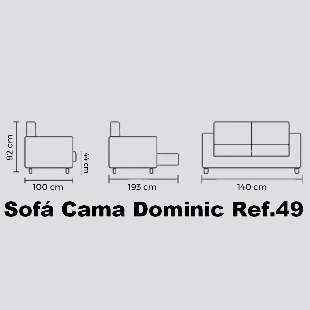 Sofá Cama Dominic Ref.49 1,40 m Linho Cinza 2502-B – LUXURY