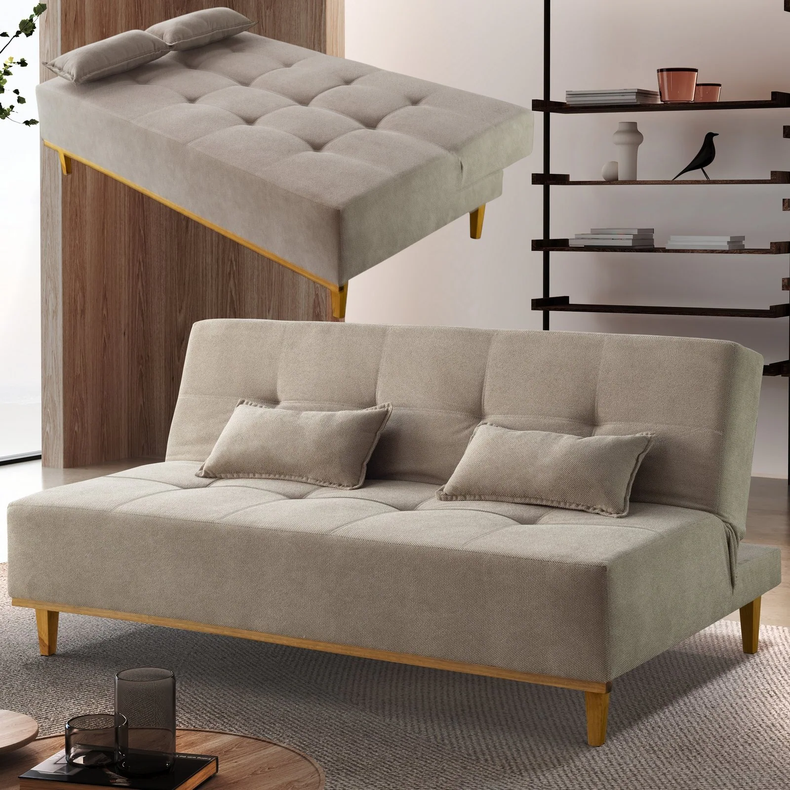 Sofá Cama Dallas Ref.48 1,81 m Linho Bege 2503-B – LUXURY