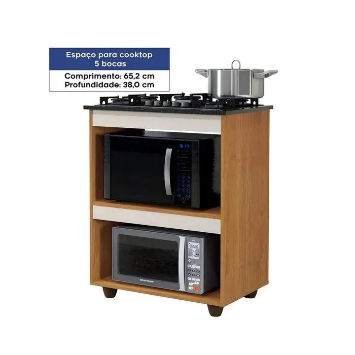 Balcão para Cooktop 5 Bocas Turim Nature/Off White – KAIKI MÓVEIS
