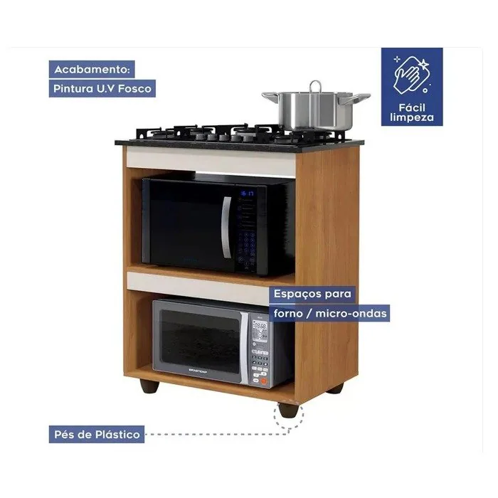 Balcão para Cooktop 5 Bocas Turim Nature/Off White – KAIKI MÓVEIS