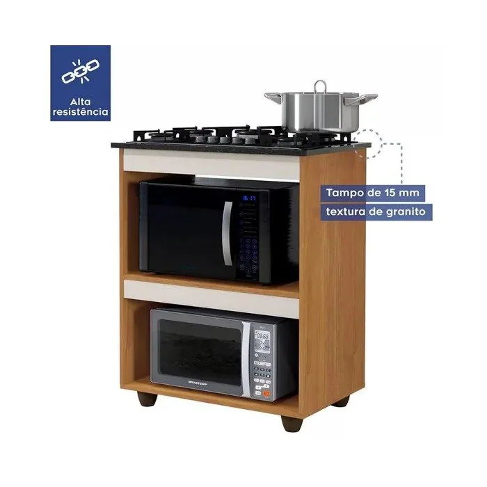 Balcão para Cooktop 5 Bocas Turim Nature/Off White – KAIKI MÓVEIS