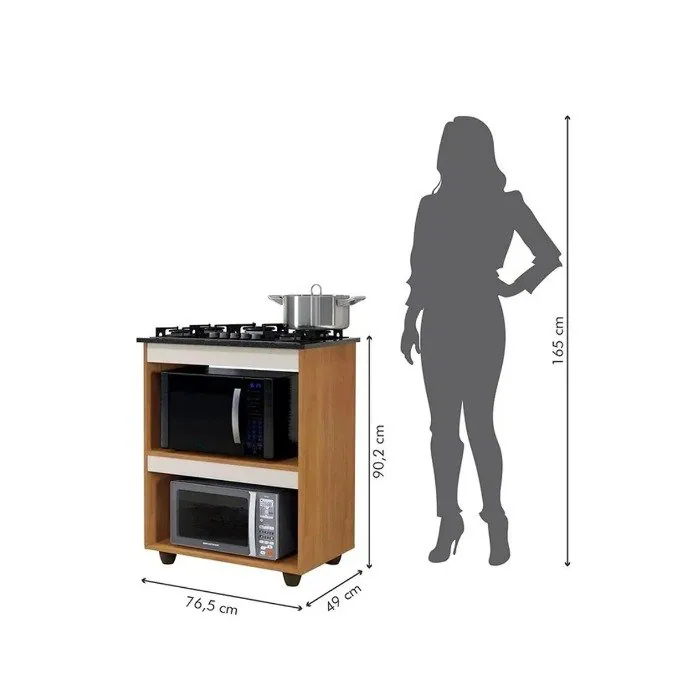 Balcão para Cooktop 5 Bocas Turim Nature/Off White – KAIKI MÓVEIS