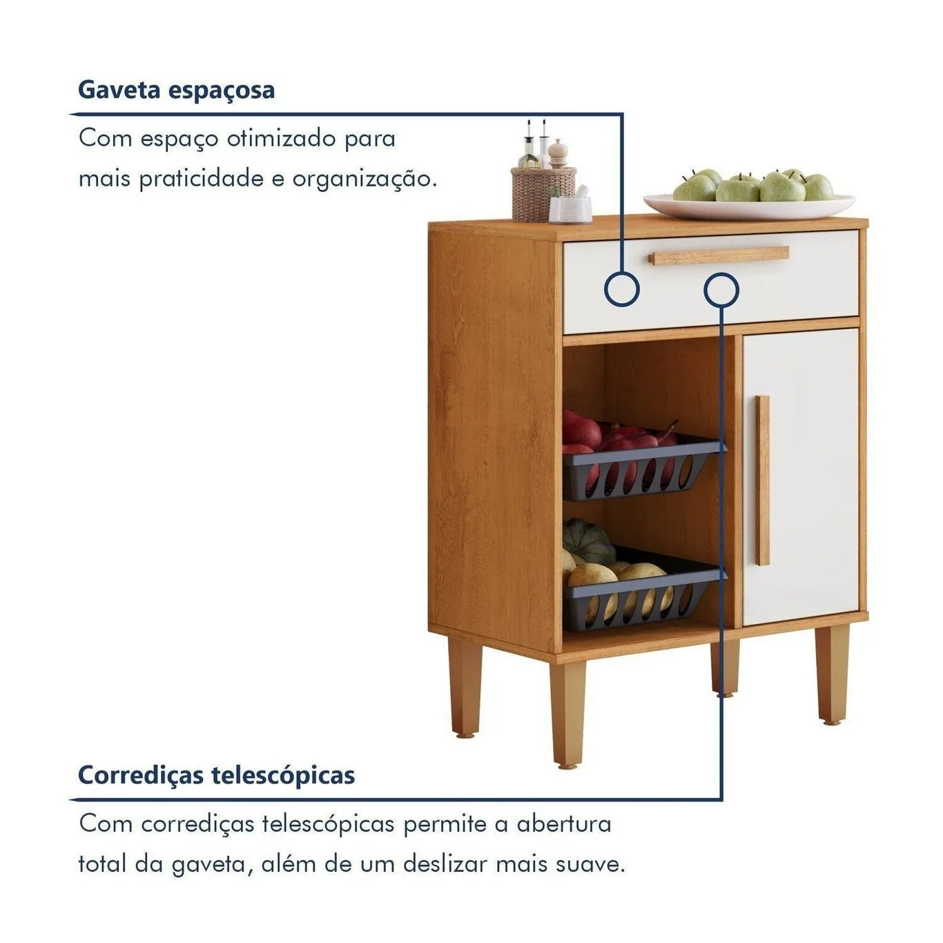 Fruteira Lorena Nature/Off White – KAIKI MÓVEIS