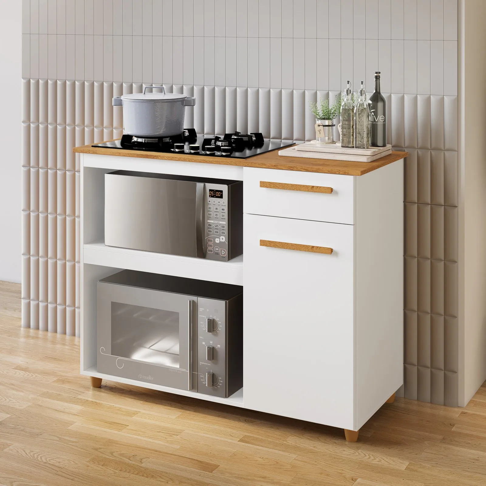 Balcão para Cooktop 4 Bocas Chicago Branco – KAIKI MÓVEIS