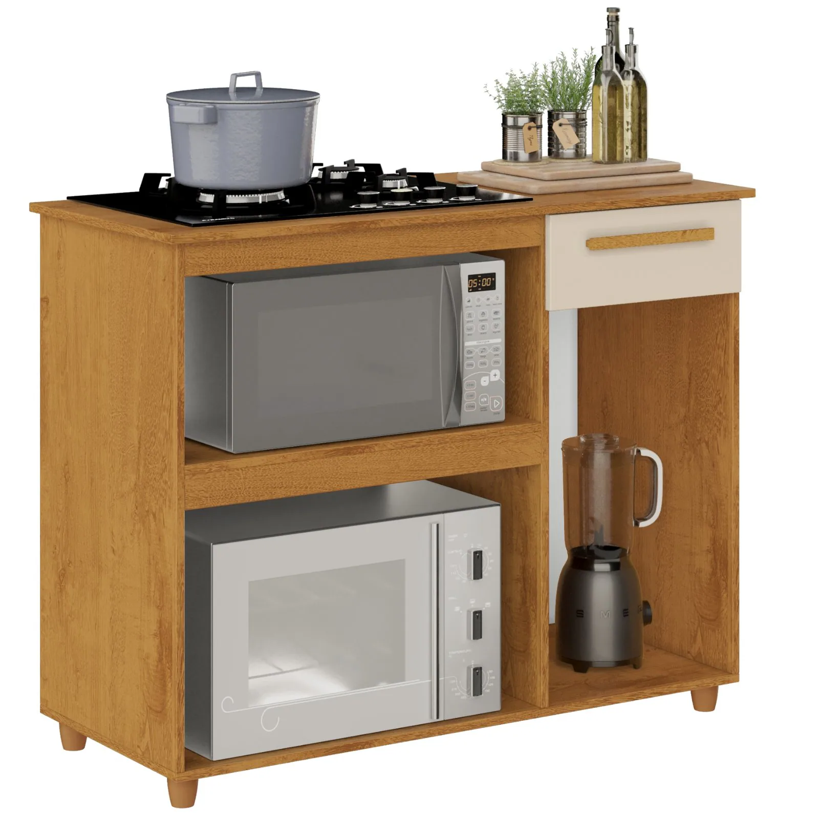 Balcão para Cooktop 5 Bocas Chicago Nature/Off White – KAIKI MÓVEIS